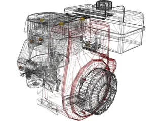 Tecumseh 4-Stoke Engine 3D Model preview