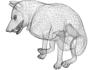 Wolf Sitting 3D Model preview