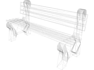 Bench Park and Slats 3D Model preview