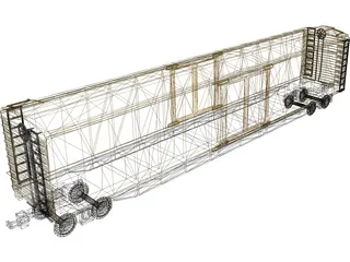 Cattle Train Section 3D Model preview