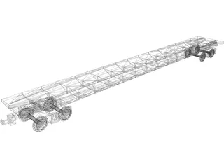 Flat Train Section 3D Model preview
