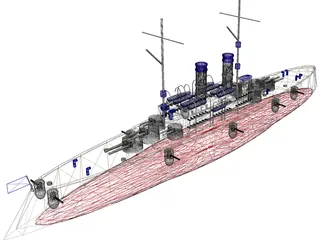 Casemate Battleship 3D Model preview