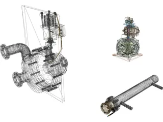 Cryo Pump Heater and Valve 3D Model preview