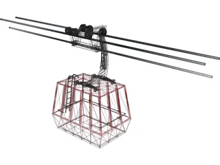 Three-Aerial Ropeway 3D Model preview