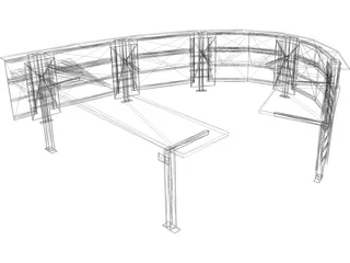 Desk Curved Reception 3D Model preview