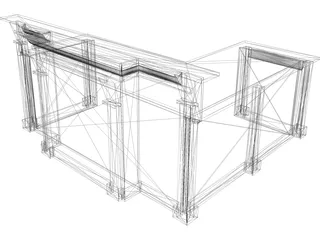 Desk L-Shaped Reception 3D Model preview