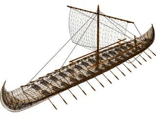 Viking Longboat 3D Model preview
