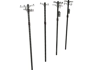 Electrical Post Array 3D Model preview