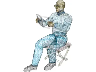 Man with Book 3D Model preview