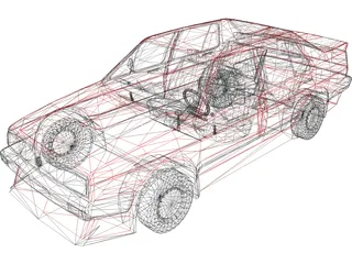 Volkswagen Jetta GTI (1987) 3D Model preview