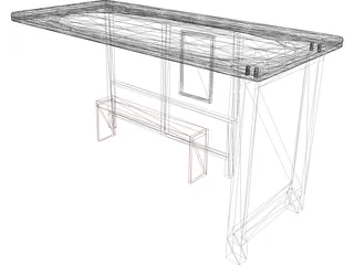 Bus Shelter 3D Model preview