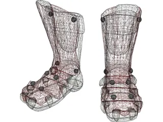 Red Dragon Boots 3D Model preview