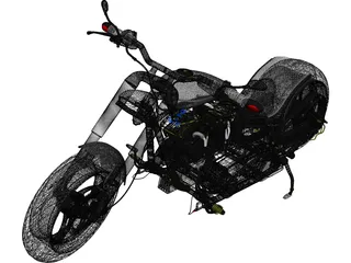Custom Chopper Motorcycle 3D Model preview