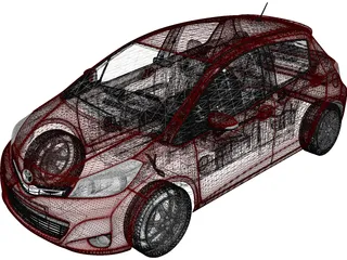 Toyota Yaris 5-door (2012) 3D Model preview