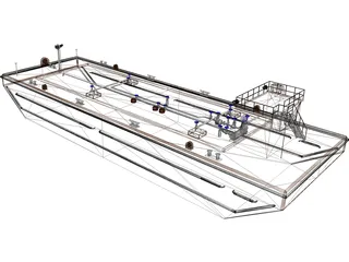 Oil Tanker Barge 3D Model preview