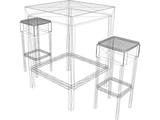 Rattan Barstool and Stamina 3D Model preview