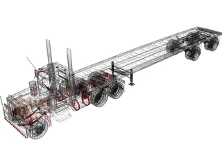 Peterbilt Semi Tractor-Trailer 3D Model preview
