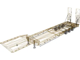 Flatbed Trailer 3D Model preview