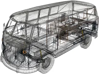 Volkswagen Kombi (1967) 3D Model preview