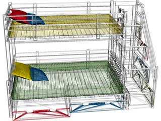 Kids Colour Bed 3D Model preview