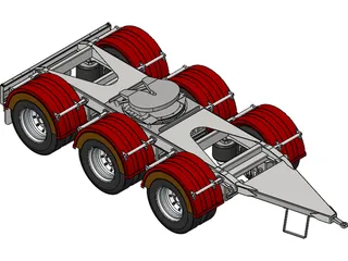 Tri-Axle Dolly 1540 Axle Centers 3D Model preview