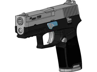 Sig Sauer P250 9mm Handgun 3D Model preview