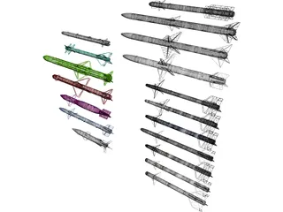 Aerial Launched Missiles Pack 3D Model preview