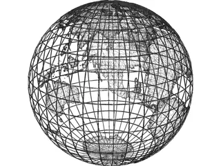 Globe Map Frame 3D Model preview
