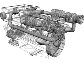 MAN Marine Diesel V12 Engine 3D Model preview
