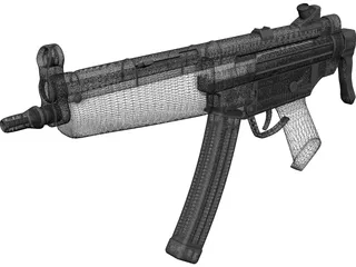 MP5 Machine Gun 3D Model preview