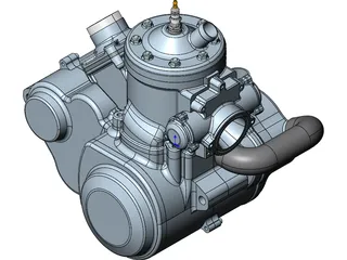 Two Stroke Motorbike Engine 500cc 3D Model preview