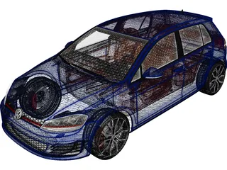 Volkswagen Golf GTI VII (2014) 3D Model preview