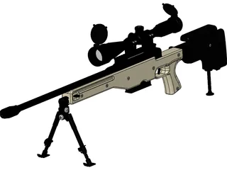 .338 Lapua Magnum Sniper Rifle 3D Model preview