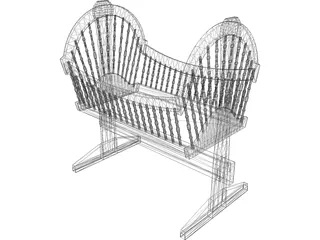 Wooden Baby Crib Cradle 3D Model preview