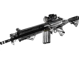 FN FAL Custom Rifle with Aimpoint Scope 3D Model preview