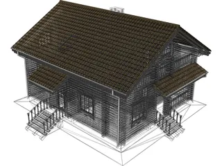 Wood House 3D Model preview