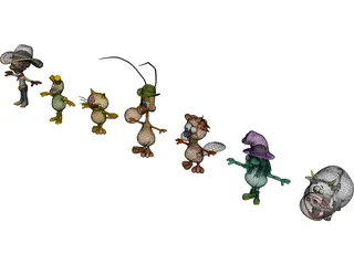 Cartoon Characters Collection 3D Model preview