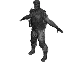 Soldier Black Beret 3D Model preview