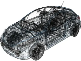 Peugeot 207 3-Door (2006) 3D Model preview