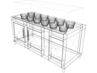 Frozen Yogurt Topping Fridge Display 3D Model preview