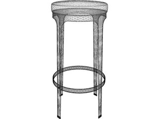 High Metal Barstool 3D Model preview