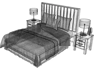Double Bed 3D Model preview