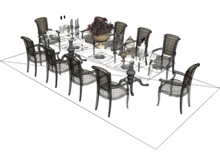 Tables and Chairs 3D Model preview