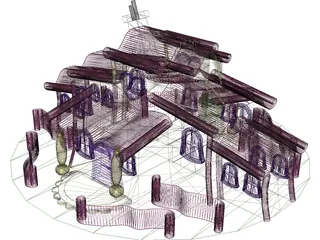 Minnie Mouse Cartoon House 3D Model preview