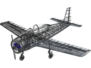 North American T-28 Trojan RC Airplane 3D Model preview