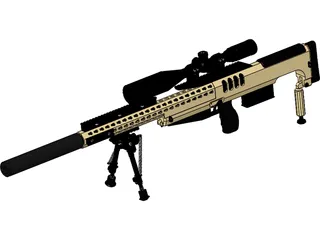 .338 Lapua Magnum Bullpup SD 3D Model preview
