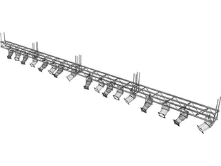 Truss with Stage Ligths and Chains 3D Model preview