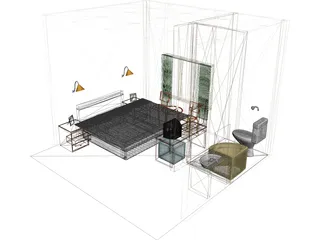Hotel Room 3D Model preview