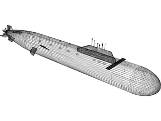 Yasen Class Russian Submarine 3D Model preview