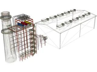 Gas Power Plant 3D Model preview